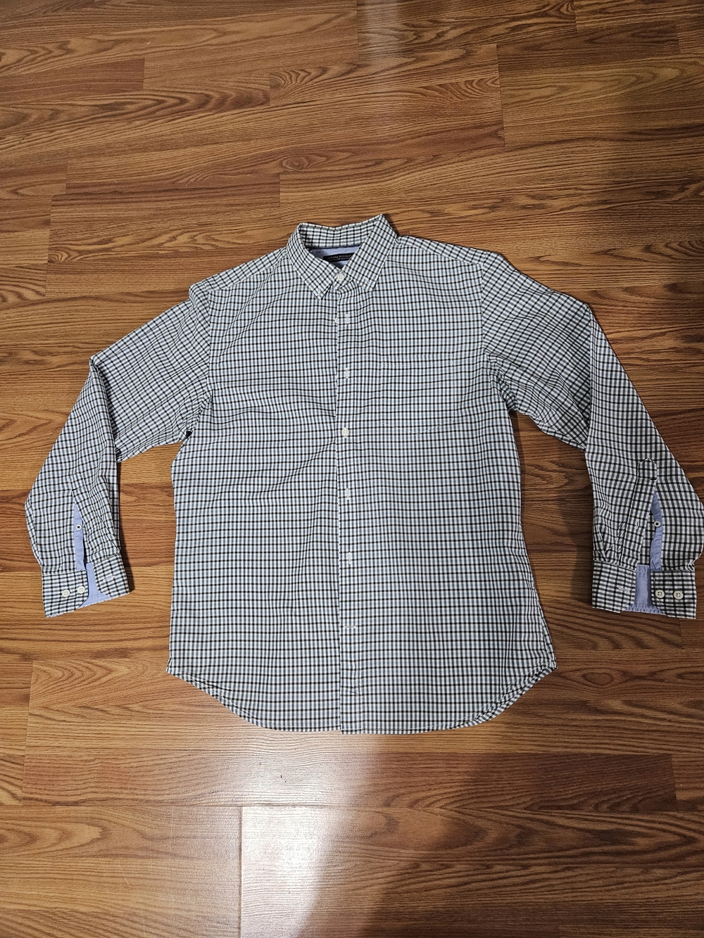 Banana Republic Blue and White Check Dress Shirt